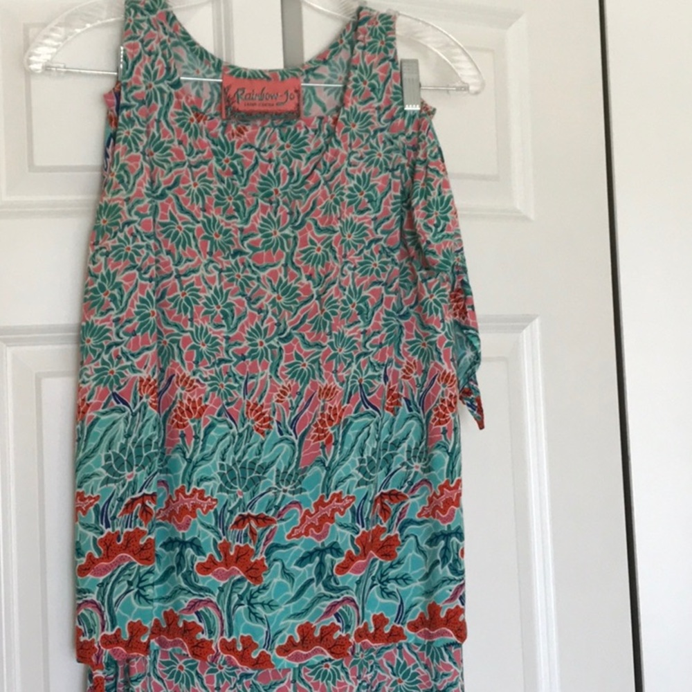 Rainbow Jo Floral Maxi Dress in Teal & Coral Hawaiian